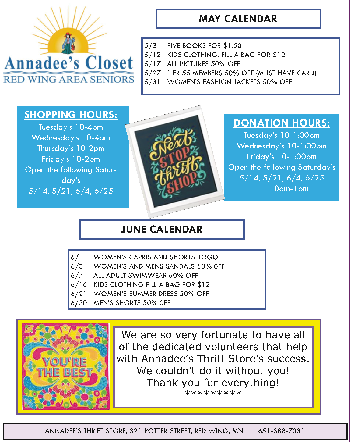 Annadee's calendar